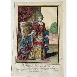 Portrait Of The Duchess Of Berry, A Fashion Engraving From The Louis XIV Era