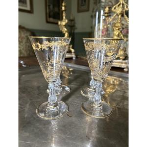 Ensemble de 4 verres à vin Cristallerie de Saint Louis Epoque fin du XIX ème siècle