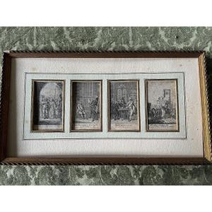 Suite de 4 gravures historiques la chute et l’exécution de Louis XVI 1792 1793
