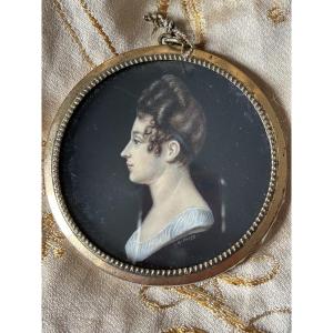 Ivory Miniature Portrait Of The Actress Caroline Jagermann, Circa 1798