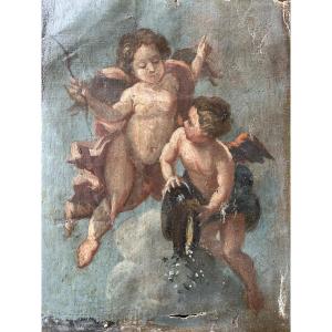 "allegory Of Abundance With Two Putti," Oil On Canvas, Mid-18th Century 