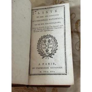 Livre période révolutionnaire Liste de MM les députés à l’Assemblée Nationale 1791