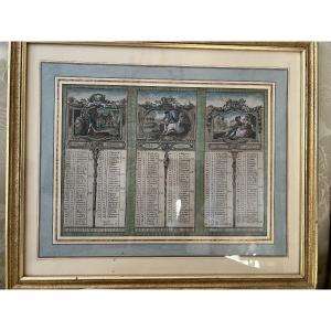 Pair Of Prints From The *complete Almanac For The Year 1789*, Hand-colored