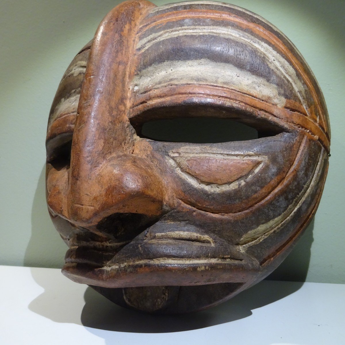 Authentic Basha Masende Ritual Mask....which Sticks Out The Tongue-photo-2