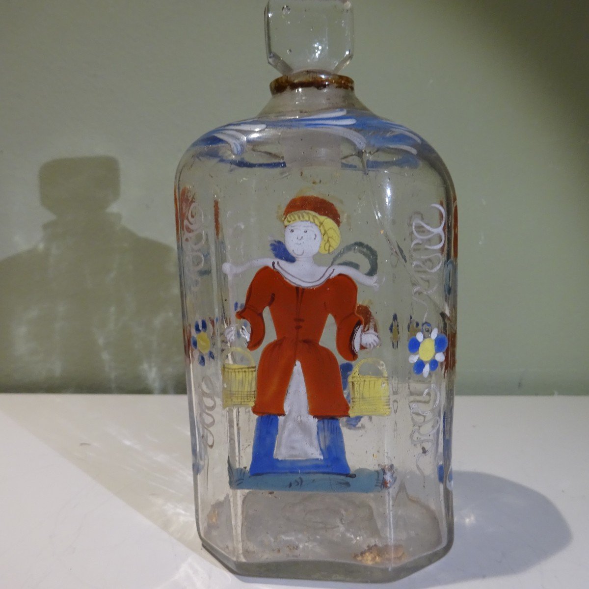  Of 18th Century Swiss Flueli Painted Bottle