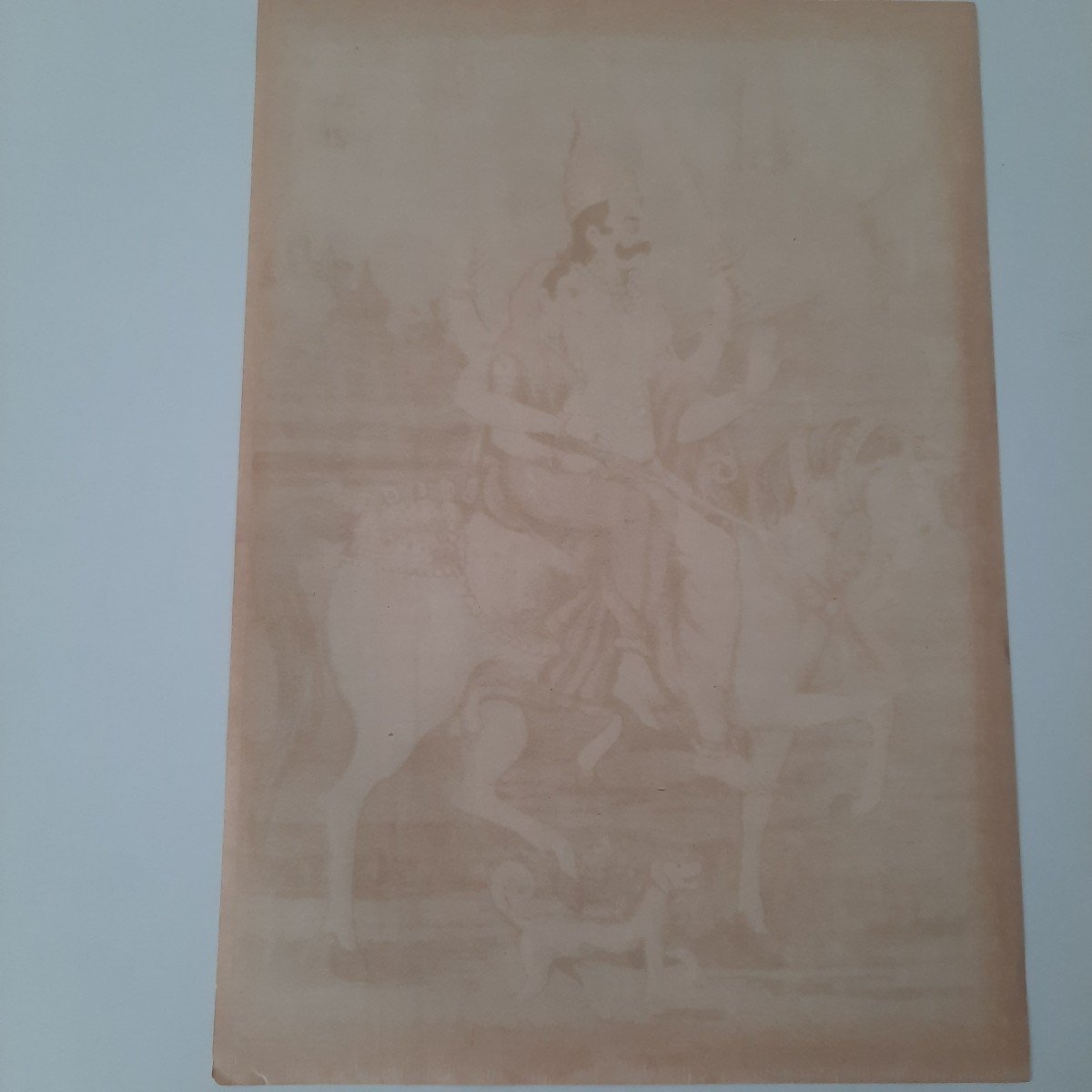 1914 Chromolithograph Of Shri Khandoba And  Mahalsa-photo-1