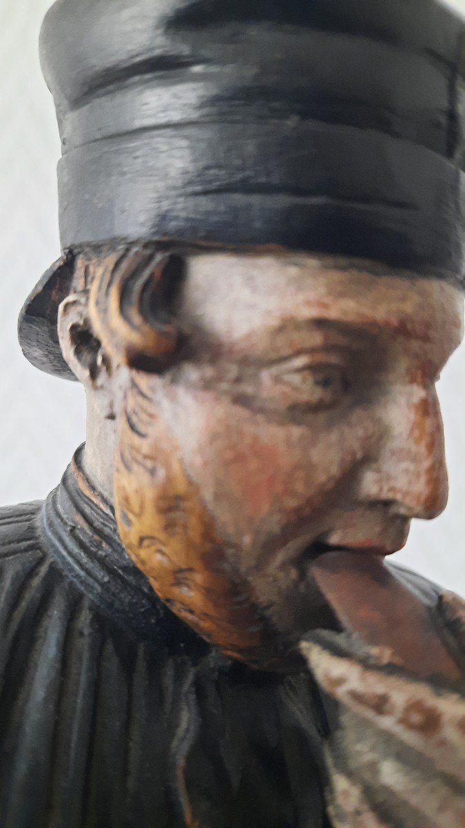 l'Homme à La Redingote Statue Bois Polychrome XIXe-photo-2