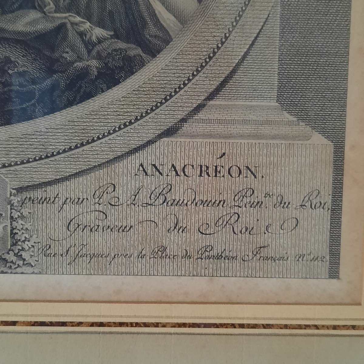  Le Poète Anacréon Gravure Du XVIIIe Bien Encadrée-photo-4