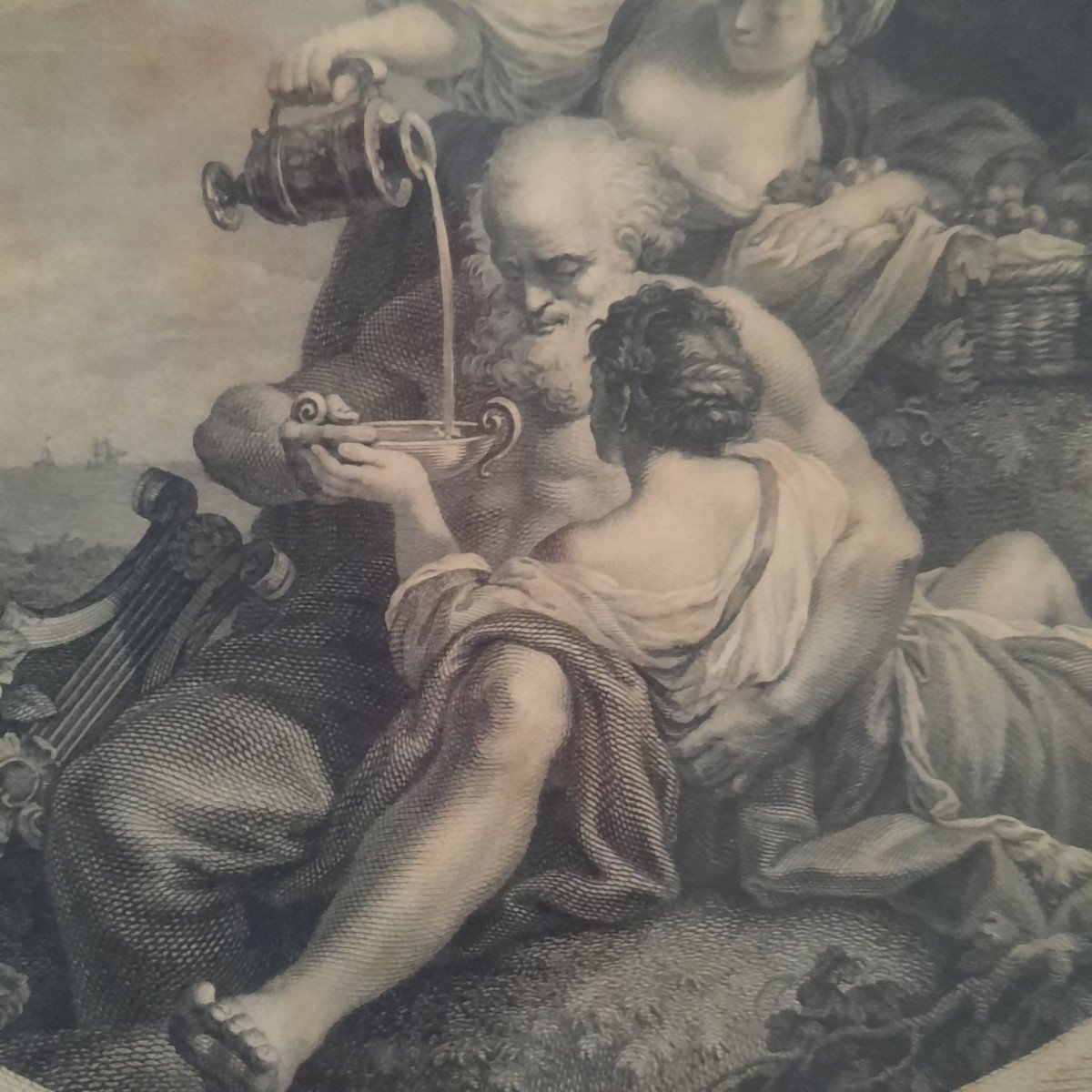  Le Poète Anacréon Gravure Du XVIIIe Bien Encadrée-photo-2
