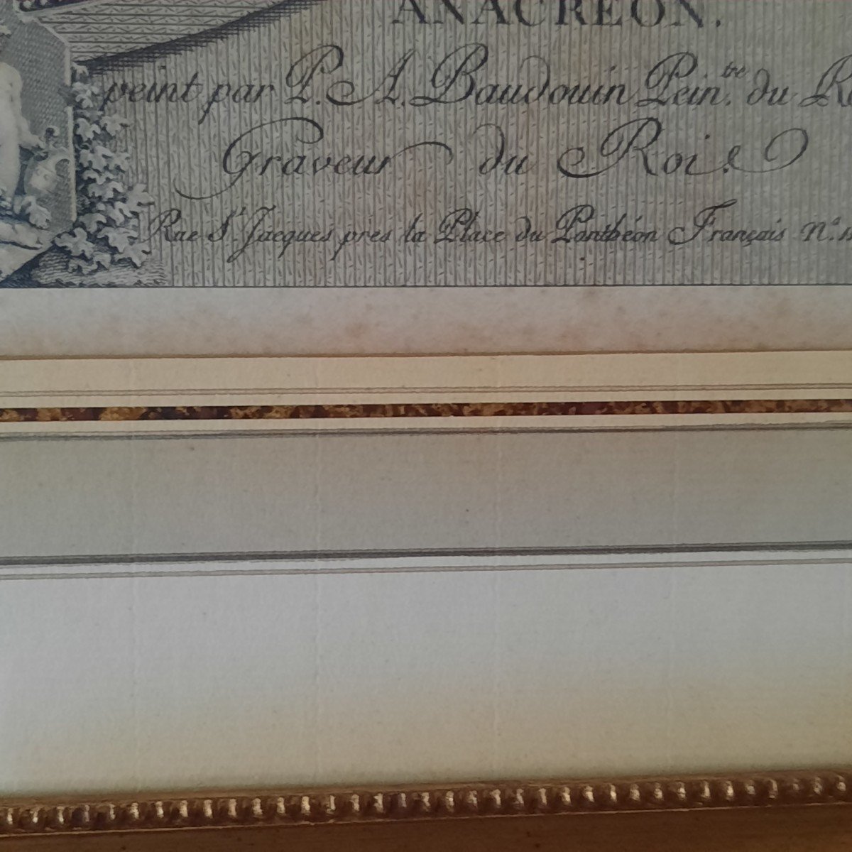  Le Poète Anacréon Gravure Du XVIIIe Bien Encadrée-photo-4