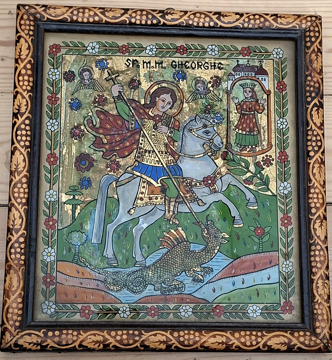 Fixé Sous Verre Saint Gheorghe bien orthodoxe...