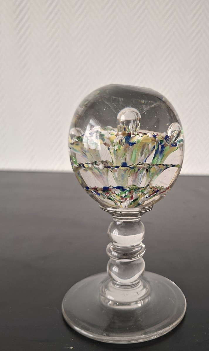 19th Century Wig Stand, Bouzillé Glass On Pedestal