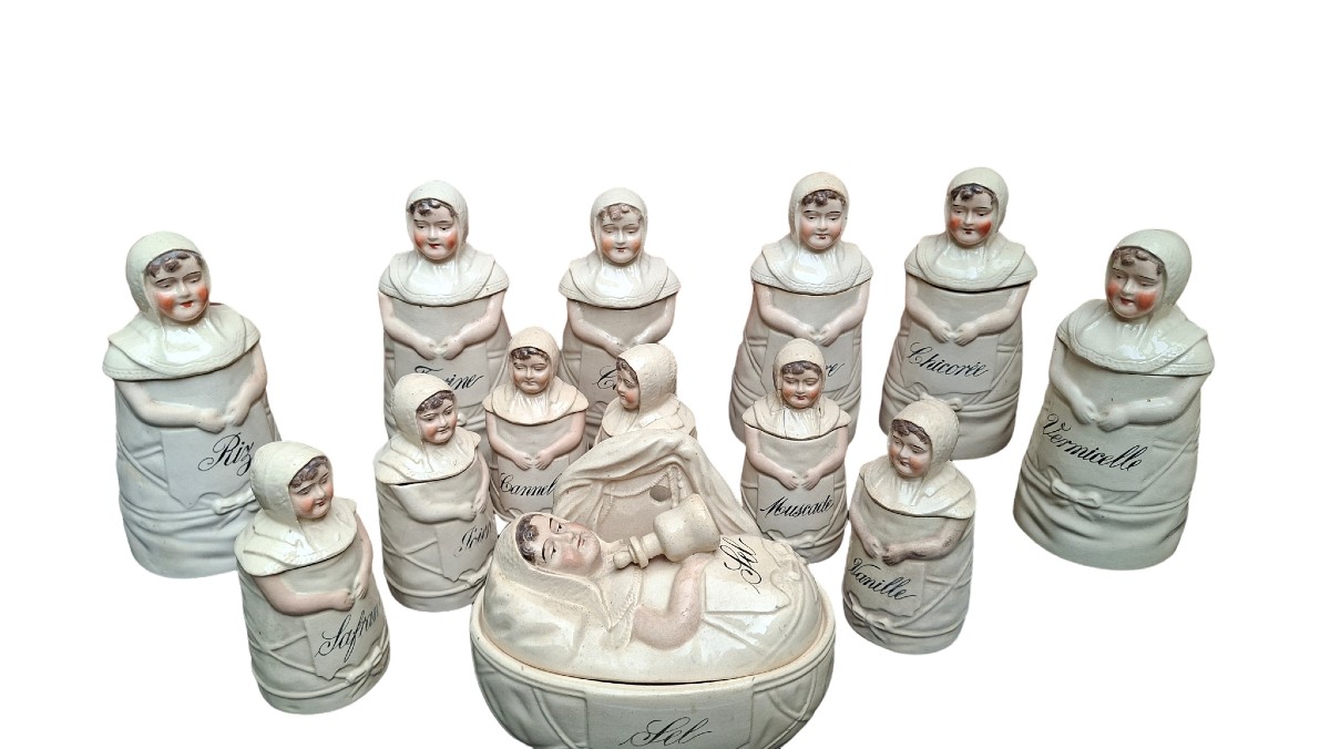 Gossip About Thirteen Anthropomorphic Spice Jars From The 19th Century