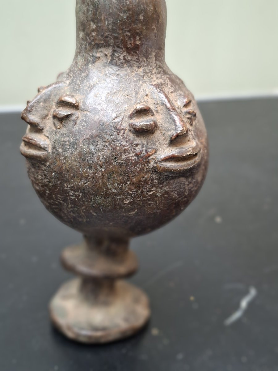 Bronze Kohl Pot From The Luba Ethnic Group.....-photo-2