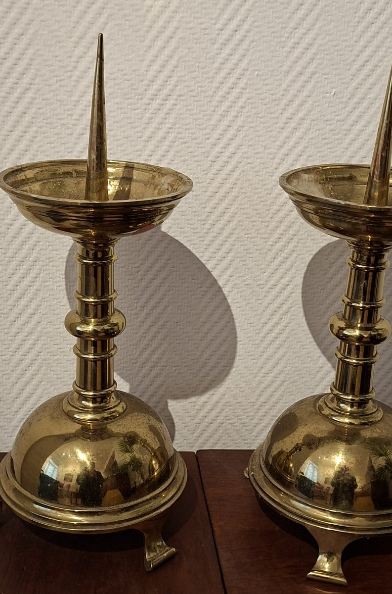 Pair Of Candle Holders ..brass ...neo-gothic-photo-1