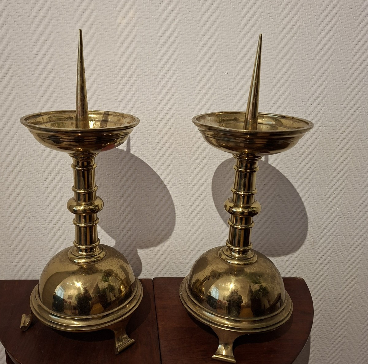 Pair Of Candle Holders ..brass ...neo-gothic