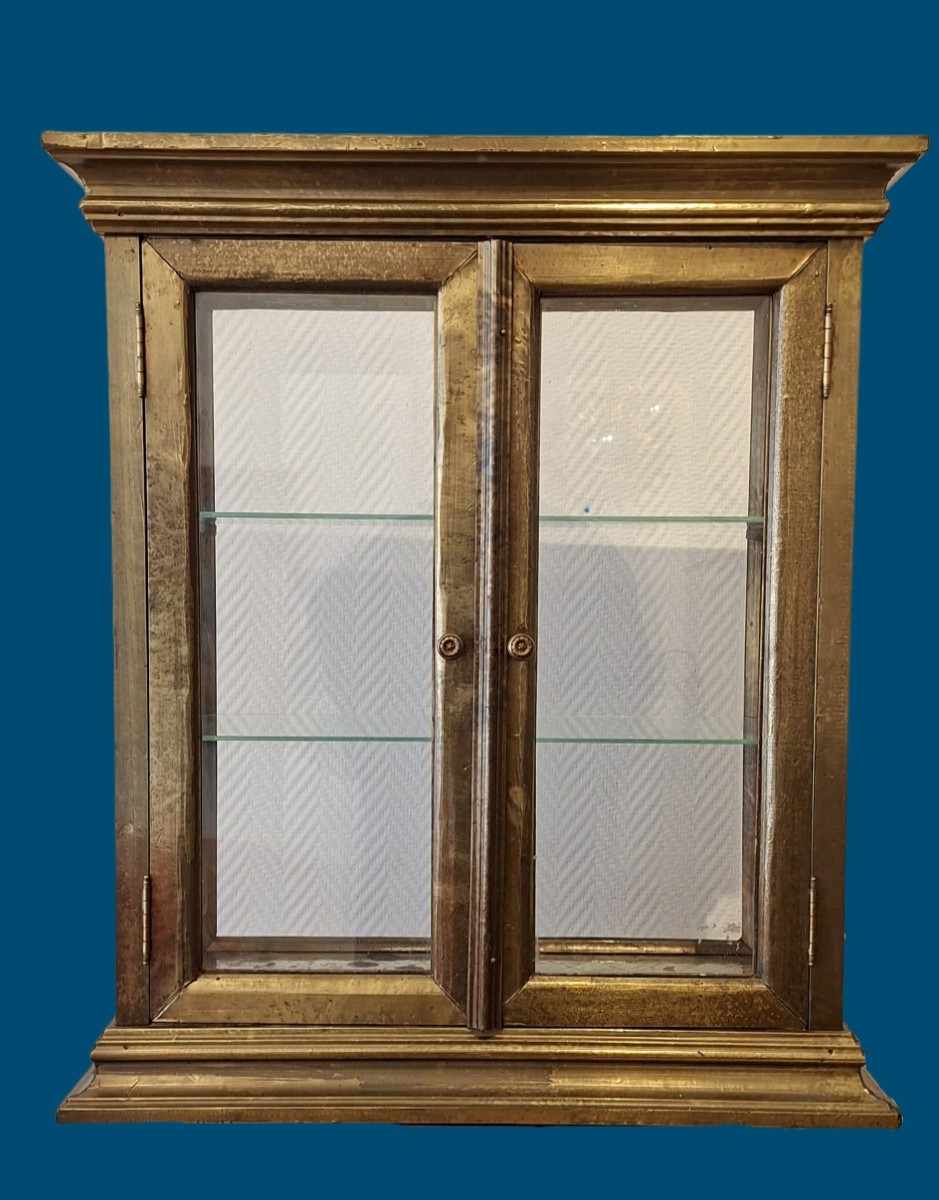 vitrine de parfumeur en laiton et ors