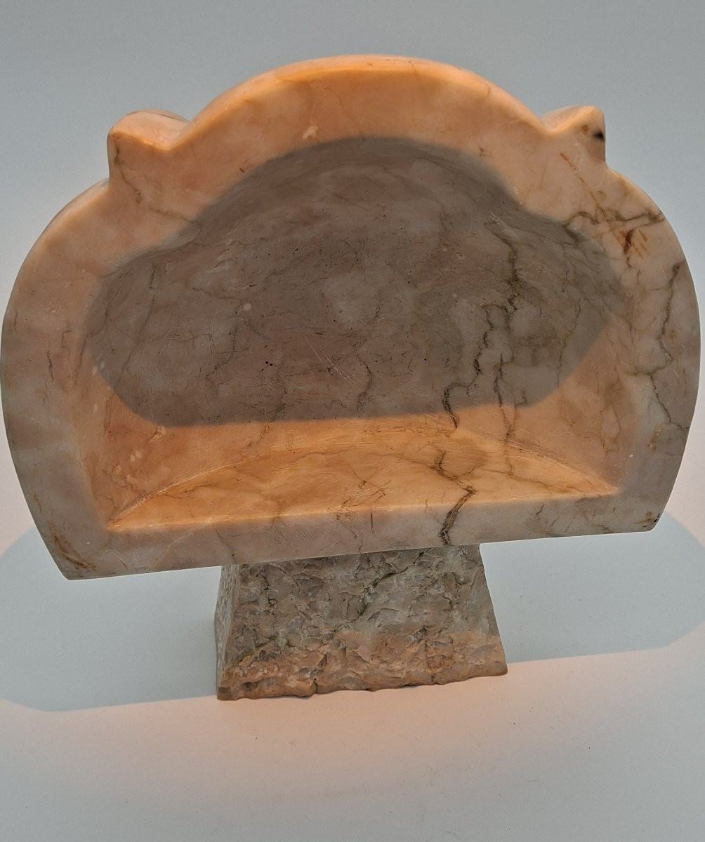 bénitier style roman en  marbre rose-photo-4