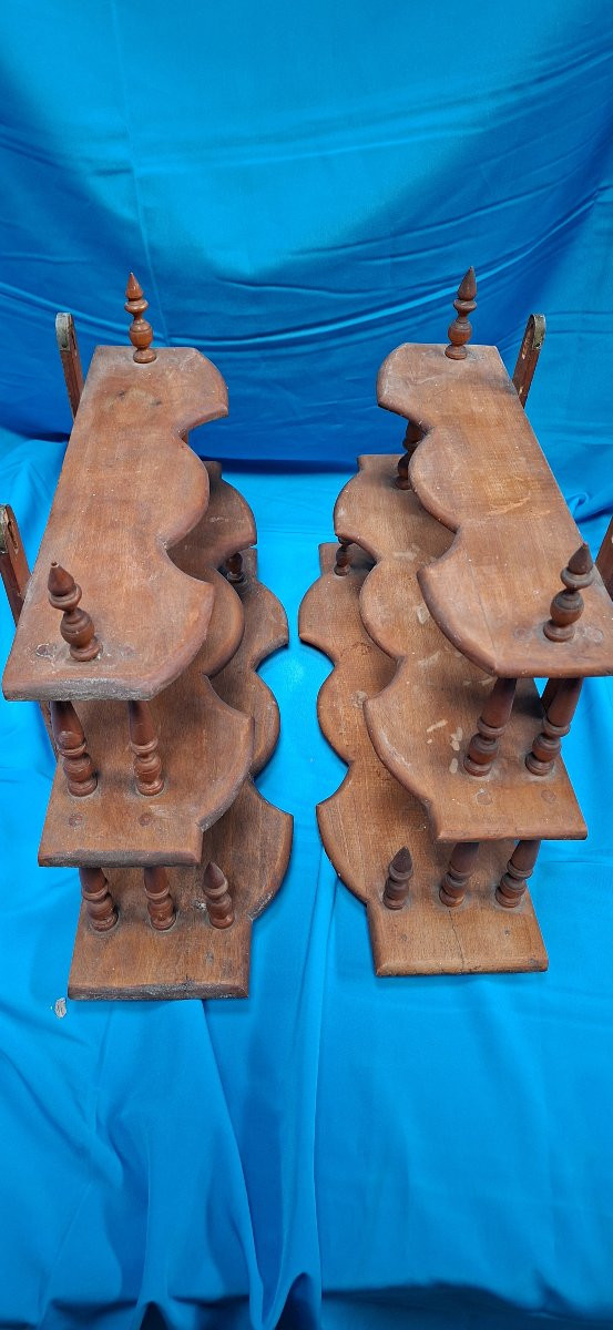 HUMBLE COUPLE D'ETAGERES MURALES 1900-photo-4