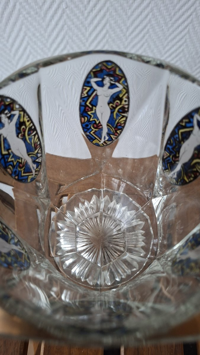 vase boheme art deco au décor peint de pin Up-photo-3