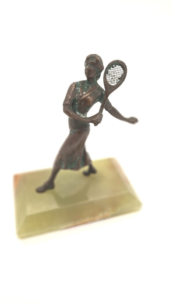 Tennis woman art deco bronze et onyx-photo-1