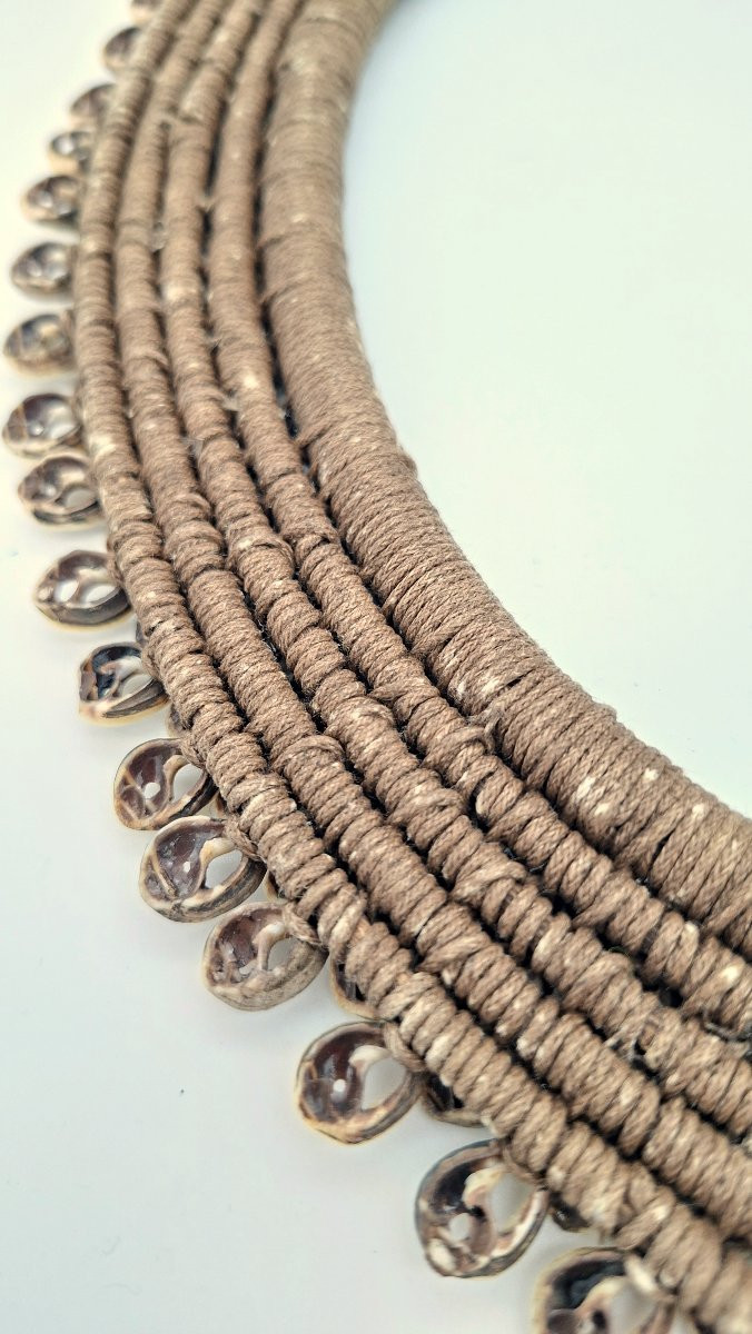 collier pectoral  ethnique corde et cauris..-photo-4