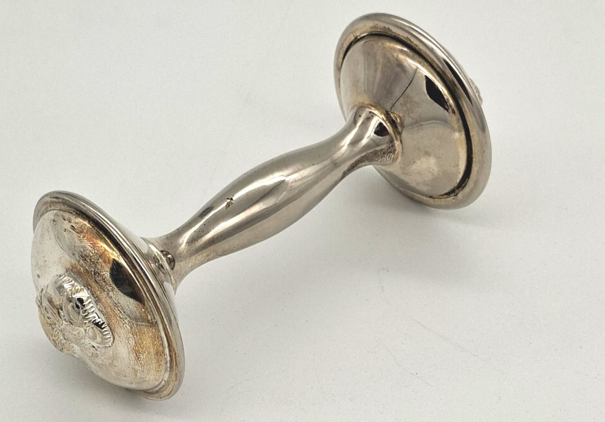 Double Silver Teddy Bear Rattle-photo-1