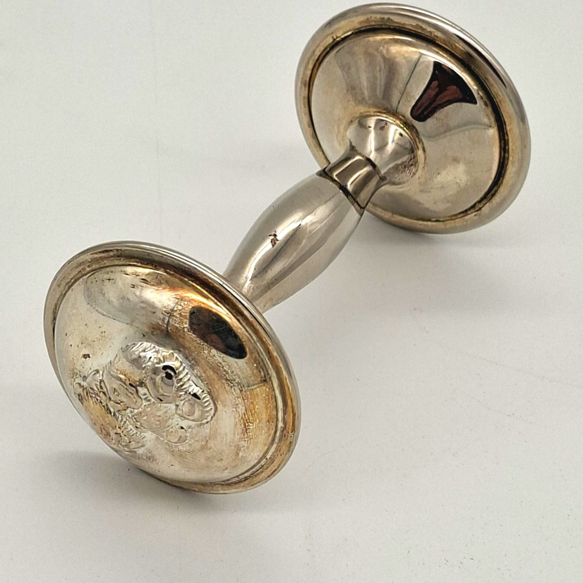Double Silver Teddy Bear Rattle