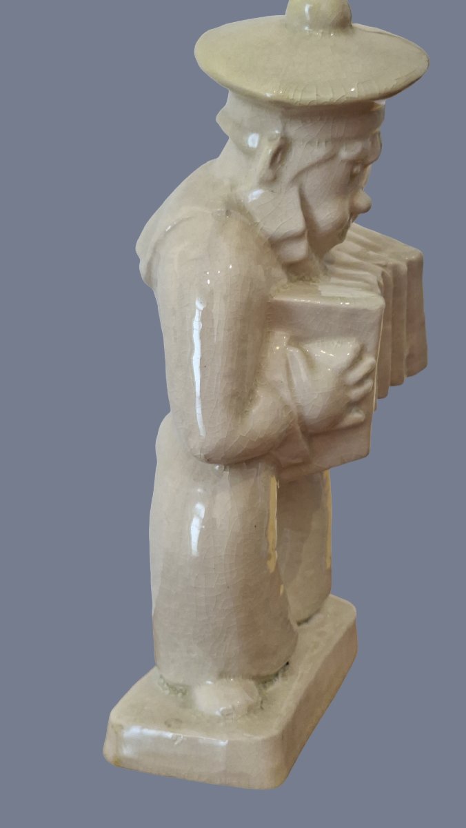 MARIN  ET SON ACCORDEON…FAIENCE CRAQUELEE ART DECO-photo-2