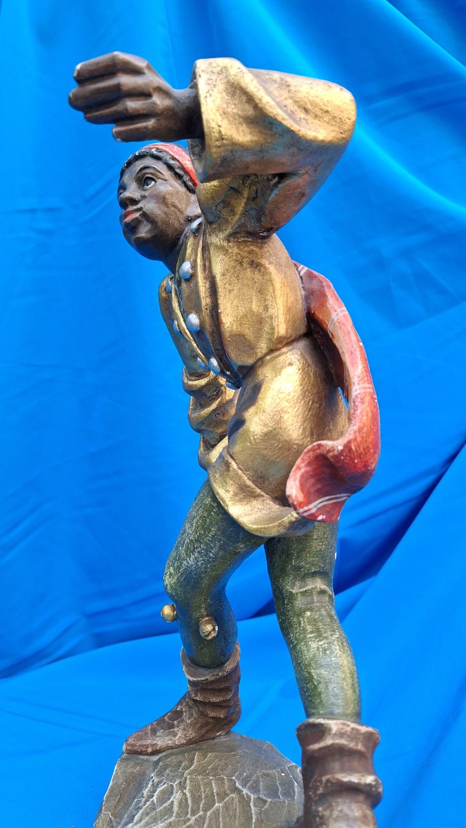 Monoxyle Polychrome Gilded Statue Of Dancing Moresque Woman-photo-1