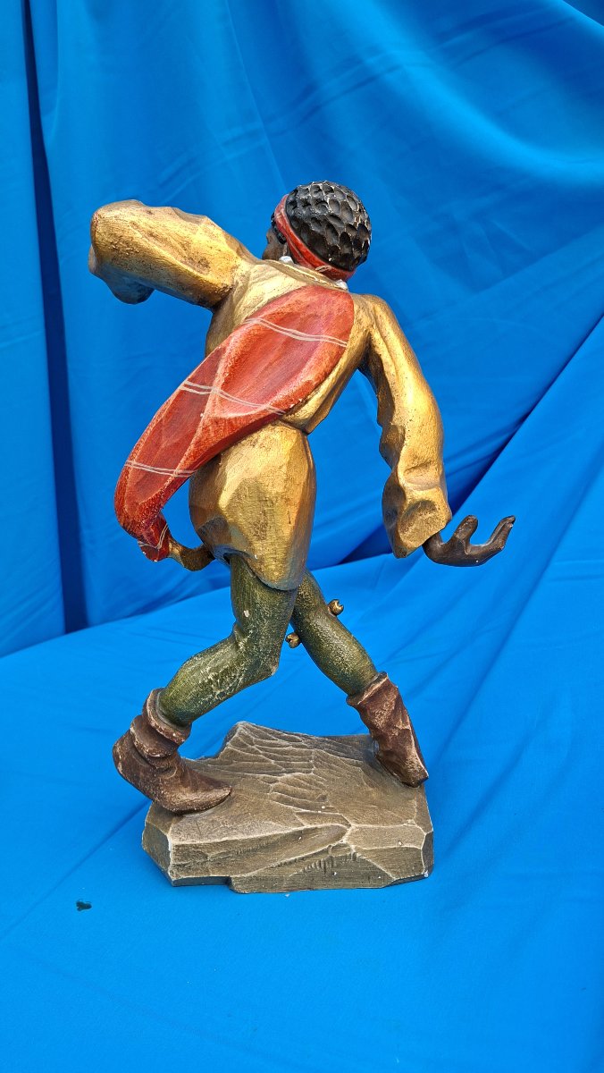 Monoxyle Polychrome Gilded Statue Of Dancing Moresque Woman-photo-3