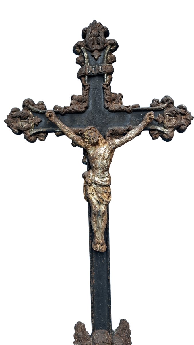 CROIX ART FUNERAIRE FONTE BAROQUE-photo-2