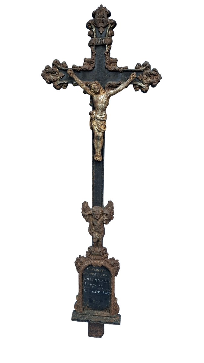 CROIX ART FUNERAIRE FONTE BAROQUE