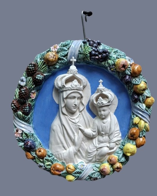 tondo en majolique italienne.... Madone à l'enfant