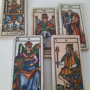 Tarot Game ...five Painted Ceramic Plates