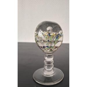19th Century Wig Stand, Bouzillé Glass On Pedestal