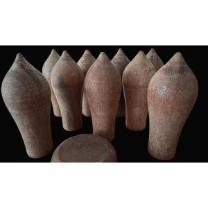 Jeu complet de quilles toupies et trois palets XIXe siècle  Yorkshire dales