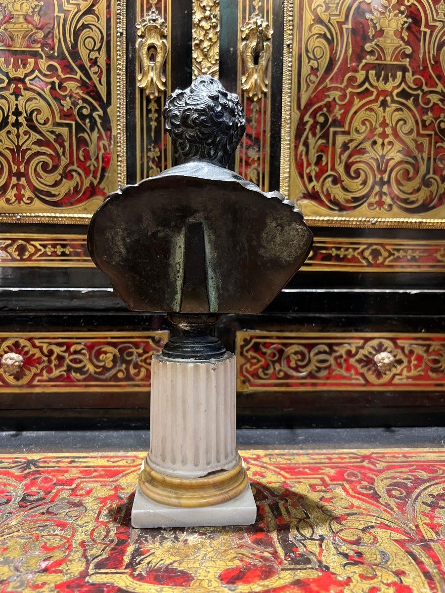 Petit Buste époque Grand Tour En Marbre Et Bronze, Représentant George III-photo-3