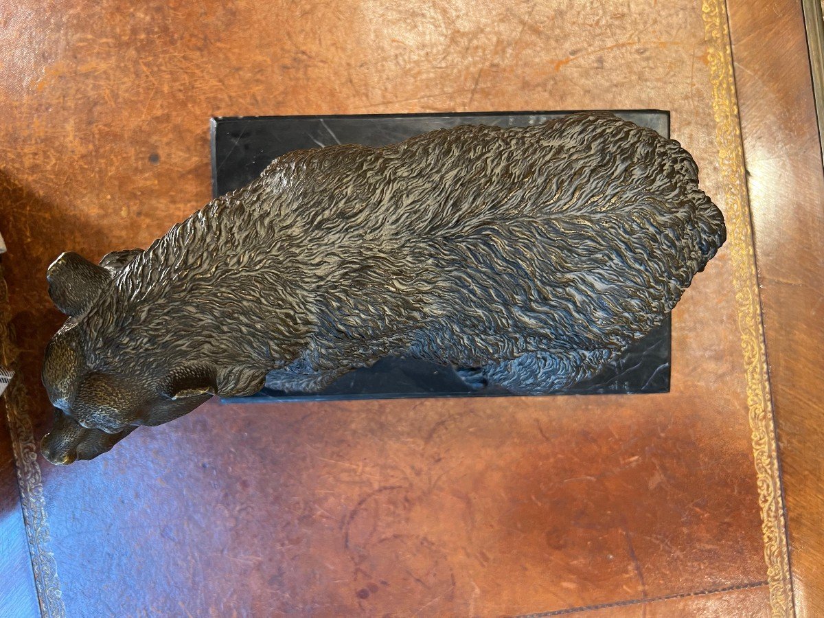 Statue En Bronze Avec Base En Marbre, Représentant Un Ours. Allemagne, Forêt-noire-photo-3