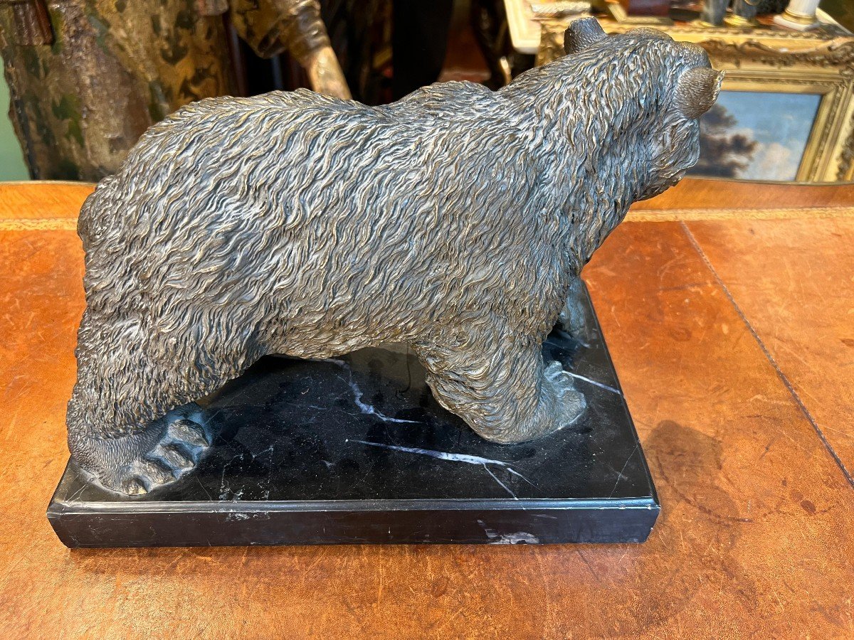 Statue En Bronze Avec Base En Marbre, Représentant Un Ours. Allemagne, Forêt-noire-photo-4