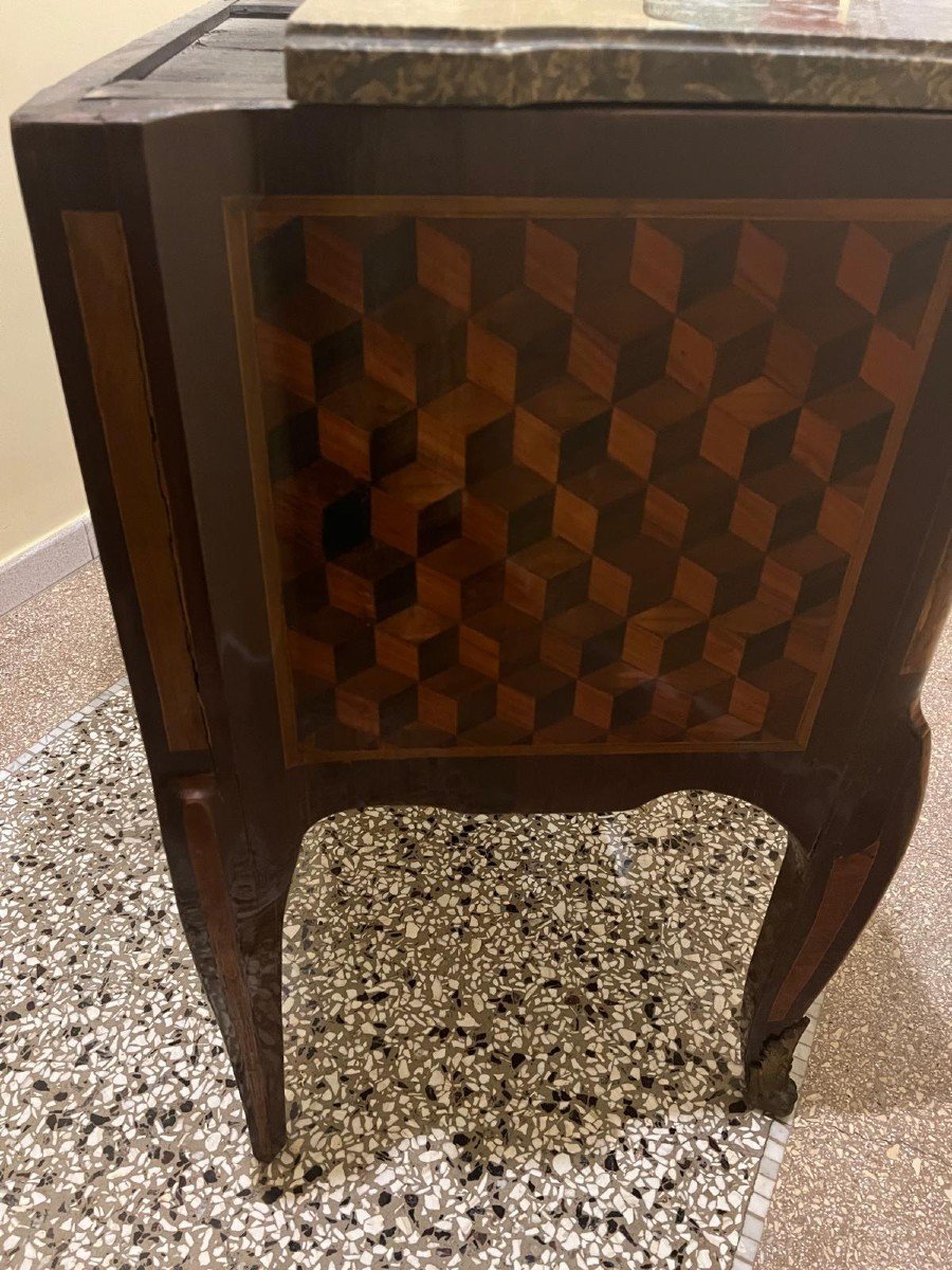 Commode Entirely Veneered. France, Louis XV Period, Stamped Jean Holthausen-photo-4