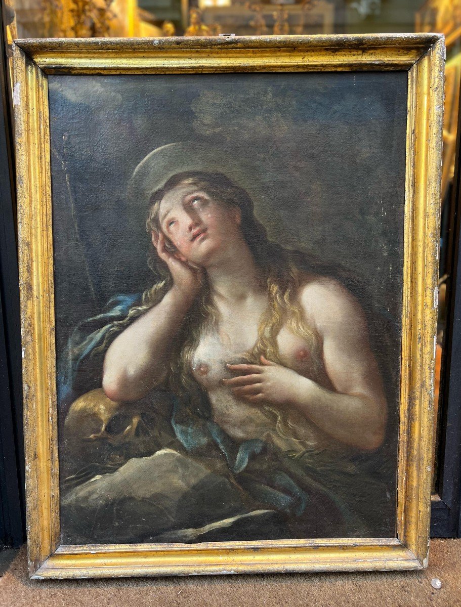 Tableau Huile Sur Toile « Maddalena ». école Bolonaise, Milieu Du XVIIe Siècle.