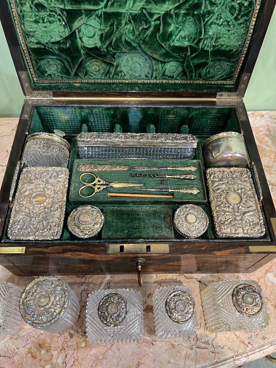 Necessaire In Wood, Sterling Silver And Crystal. London, George Iv, 1829-photo-2