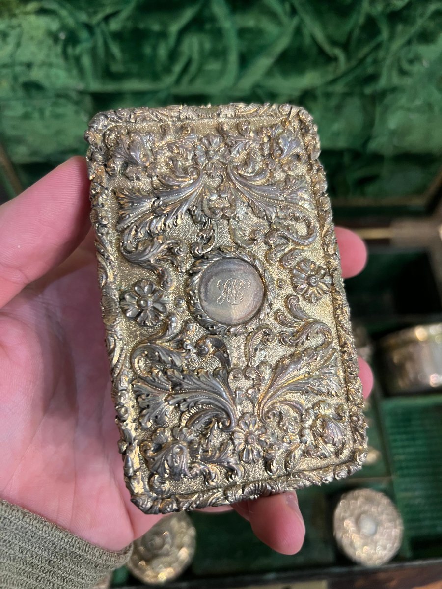 Necessaire In Wood, Sterling Silver And Crystal. London, George Iv, 1829-photo-2