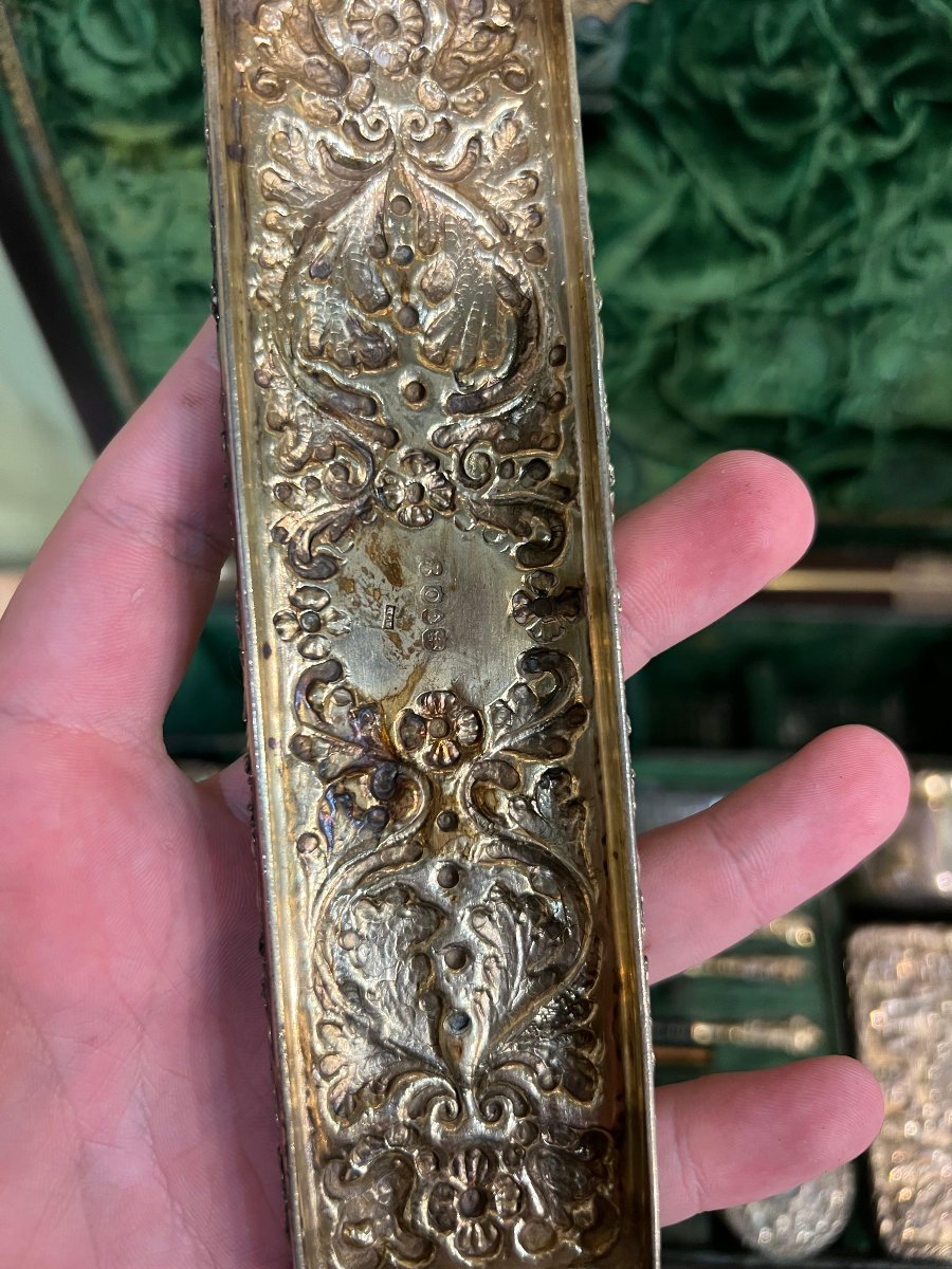 Necessaire In Wood, Sterling Silver And Crystal. London, George Iv, 1829-photo-4
