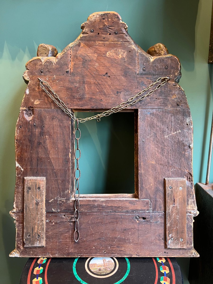Carved And Lacquered Wooden Frame, Baroque Style. Spain, 19th Century-photo-4