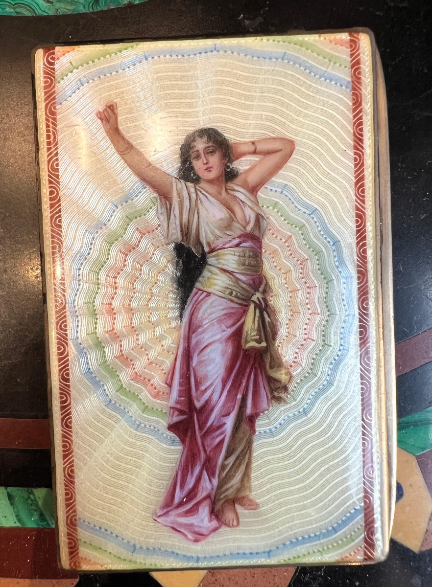 Silver And Guilloché Enamel Snuffbox. Art Nouveau Style, France