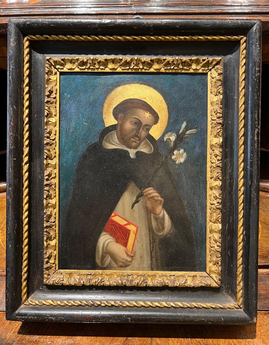 Peinture sur cuivre représentant Saint Dominique. Début du XVIIIe siècle