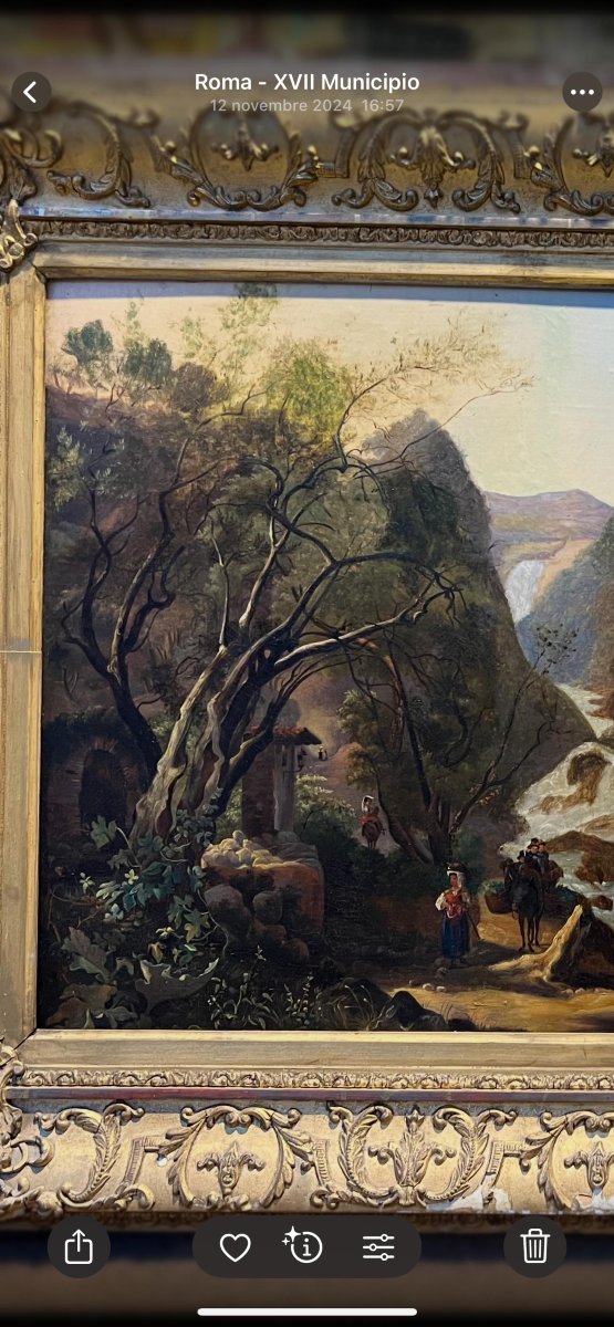 Oil On Canvas Painting "the Waterfalls Of Tivoli". Arthur John Strutt, 1870-photo-3