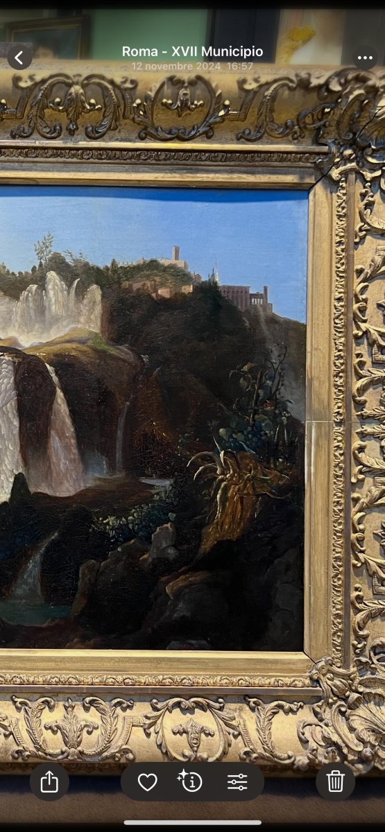 Oil On Canvas Painting "the Waterfalls Of Tivoli". Arthur John Strutt, 1870-photo-4